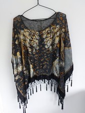 Jayley Cape Throwover Jacket Evening Cruise Devore Velvet Sparkly Beaded 