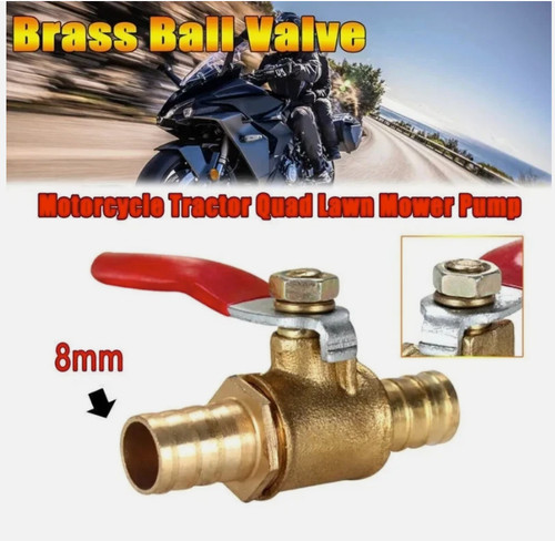 Line fuel tap brass - in-line, 8mm