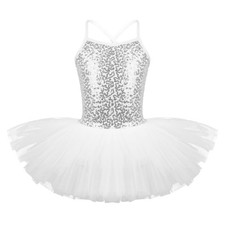 UK Girls Sequins Camisole Ballet Ballet Tutu Dress Skirts Leotard Dancewear
