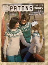 Patons knitting pattern 1387. Scandinavian sweaters, Chunky. 26-42". Chart incl.