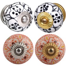 DOOR KNOB Ceramic Cupboard Handle Cabinet Drawer Pull INDIAN Vintage Antique