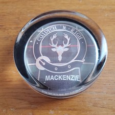 Vintage Scottish  Tartan in  Glass Paperweight Mackenzie3" Dia (e)