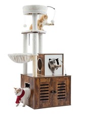 Large Cat Tree Litter Box Enclosure 2-in-1 Cat Tower Indoor Cat Play House