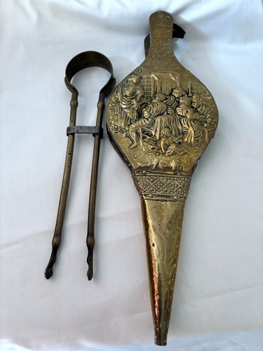 Vintage brass and wood bellows - and,