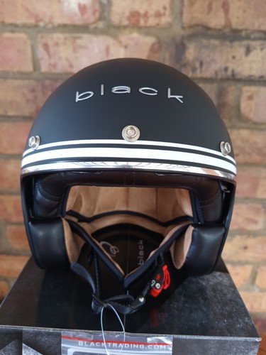 Open face motorcycle helmet - open, by