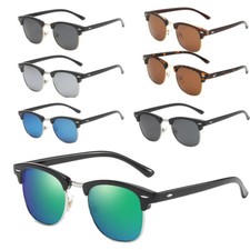 1950's Vintage Sunglasses Mens Womens Ladies Retro Classic Black Half Rimmed Uv