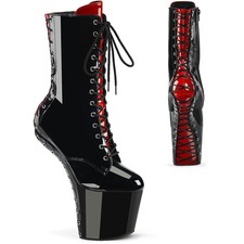 Pleaser 8" Heelless 3" Pf Two Tone Lace-Up Ankle Boots Adult Women Craze/1040Fh