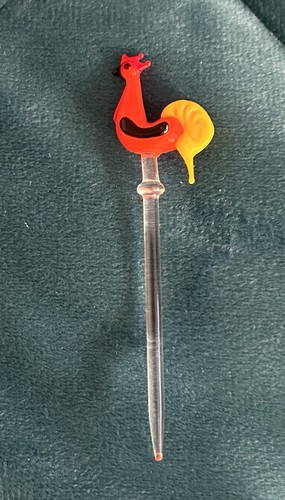 Glass cockerel cocktail stick - glass,