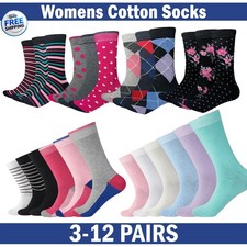 3-12 Pairs Ladies Womens Socks