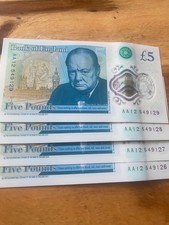 4 x £5 notes Consecutive