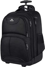 Travel Backpack with Wheels, Rucksack Wheels Cabin Size Wheeled Men, Uni, Black