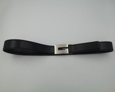 GUCCI Square Silver Tone G Buckle Belt Reversible Black/Brown