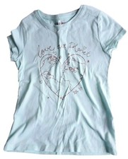 F&F JUNIOR GIRLS GLITTER LOVE OUR PLANET T SHIRT SIZE 6 - 7 Years MINT GREEN