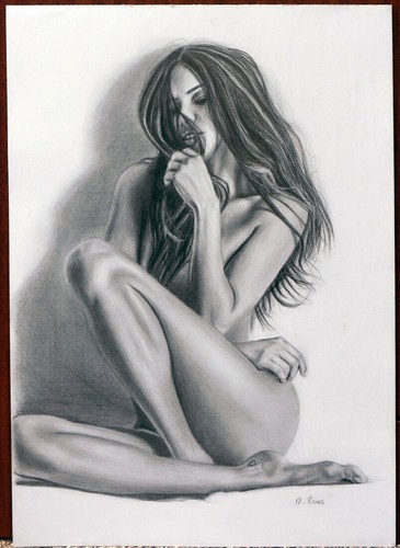 Original nude woman pencil - a3,