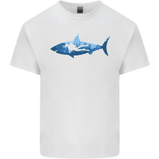 Great White Shark Scuba Diver Diving Mens Cotton T-Shirt Tee Top