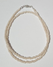 CREAM CEYLON PEARL CZECH PRECIOSA SEED BEAD CHOKER NECKLACE 18" N9