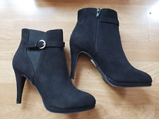 ROBERTO VIANNI QUALITY SOFT BLACK FAUX SUEDE HEELED ANKLE BOOTS UK 5 WORN ONCE