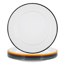 White enamel dinner plates - white,