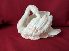 Crown Staffordshire Pink And White Swan Planter In Excellent Condition