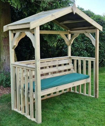 Wooden garden arbour seat - garden,