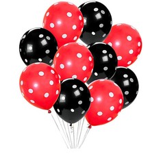 12" Red Black Plain & Polka