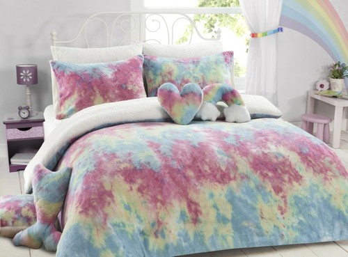 Teddy rainbow tie die - rainbow, fleece