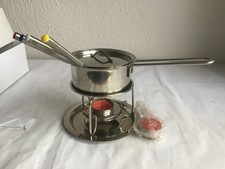 Small metal chocolate fondue set