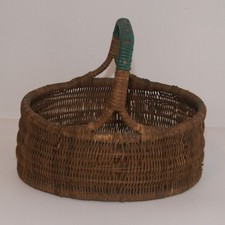 Vintage Shopping / Little Red Riding Hood Basket with Green Handle