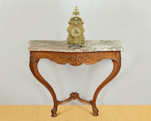 Oak marble top console table - oak,