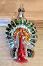 MCM 1950s Blown Glass Peacock Ornament Christmas Vintage Tree Retro