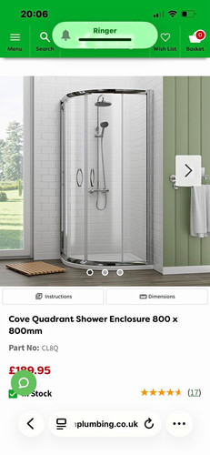 Cove 800x800mm quadrant shower - cove,