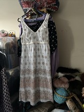 Vintage Women’s Slip Pippa-Dee Brand, White With Brown Orange Paisley Print