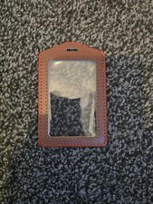 Brown Leather ID Badge Holder Lanyard