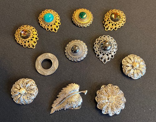 Vintage scarf clips - scarf,