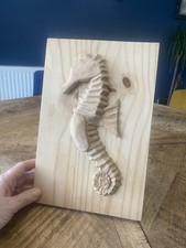 Wooden Seahorse Wall Hanging Art Home Decor Wood Hand-Carved 
