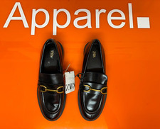 Zara Black Loafers With Gold Buckle, Size 5, Brand New, RRP £50, BR