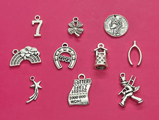 Tibetan Silver Mixed Lucky/Good Luck Themed Charms - 10 per pack - NEW