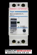 HAGER 63 AMP 30mA DOUBLE POLE