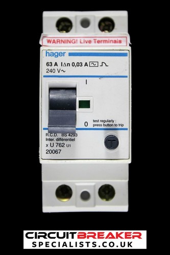 Hager amp 30ma double pole - 63,