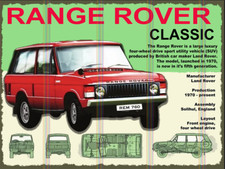 Range Rover Metal SIGN RETRO Kitchen GARAGE MAN CAVE 10" x 8"