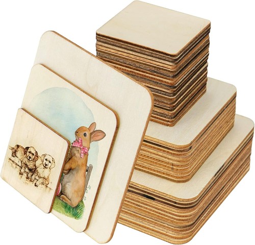 Unfinished wood squares 42pcs - unfinished,