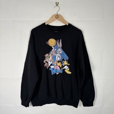 Space Jam Sweater Mens Black Size Large Graphic Print Vintage Looney Tunes