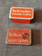 Vintage Schrader Valve Cap Tin, 1 Cap/ Valve Cover And Valve Key / Valve Tin