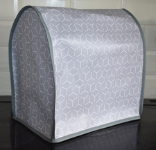 Food Mixer cover for Kitchenaid /Kenwood KMix Grey Cubes vinyl fabric grey trim