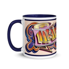 WALTZER Car Artwork Mug NAVY Funfair Ride Fairground Art St Giles Street Fair