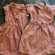 2 Set Red Gingham School Dresses 5 Years