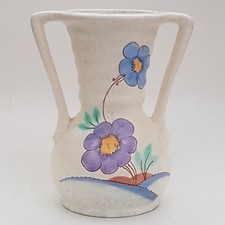 Decorative Vase Art Deco 2 Handled Vase, Delcroft Ware Floral Design 