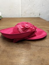 Fuchsia sinamay fascinator hat pink flower fashion line 100% poly