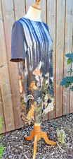 Louche Silky Shift Dress Size 10 Woodland Animal Design Lined Charity Sale
