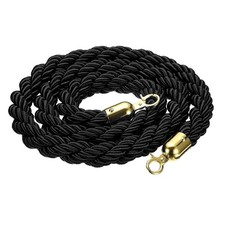 Stanchion Rope, 1.8m/5.9Ft Barrier Rope Twisted Post Rope - Black/Gold